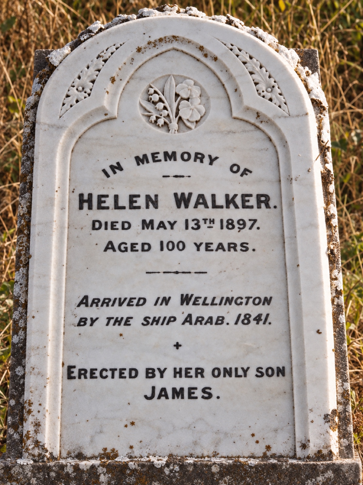 Restored photograph of Helen Walker's nineteenth-century memorial